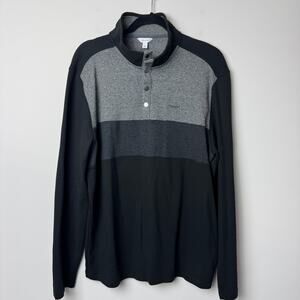 Calvin Klein Men's 3/4 Button Black & Grey Pullover Sweater Size Large NEW